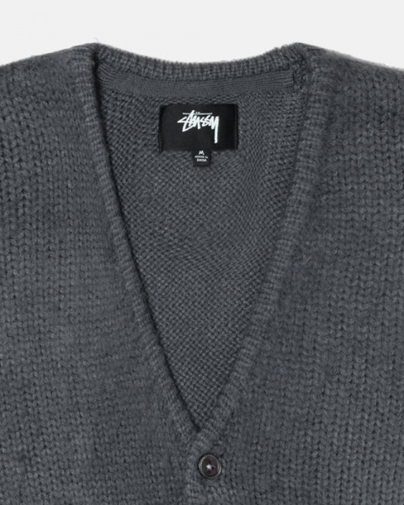 Stussy Brushed Cardigan Pullover Damen Charcoal Österreich | FCY-8115