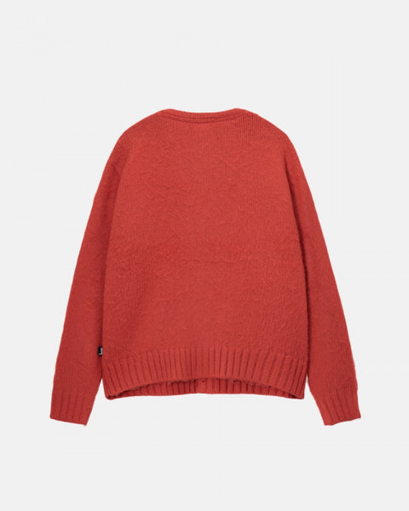 Stussy Brushed Cardigan Pullover Damen Rot Österreich | PKI-9870