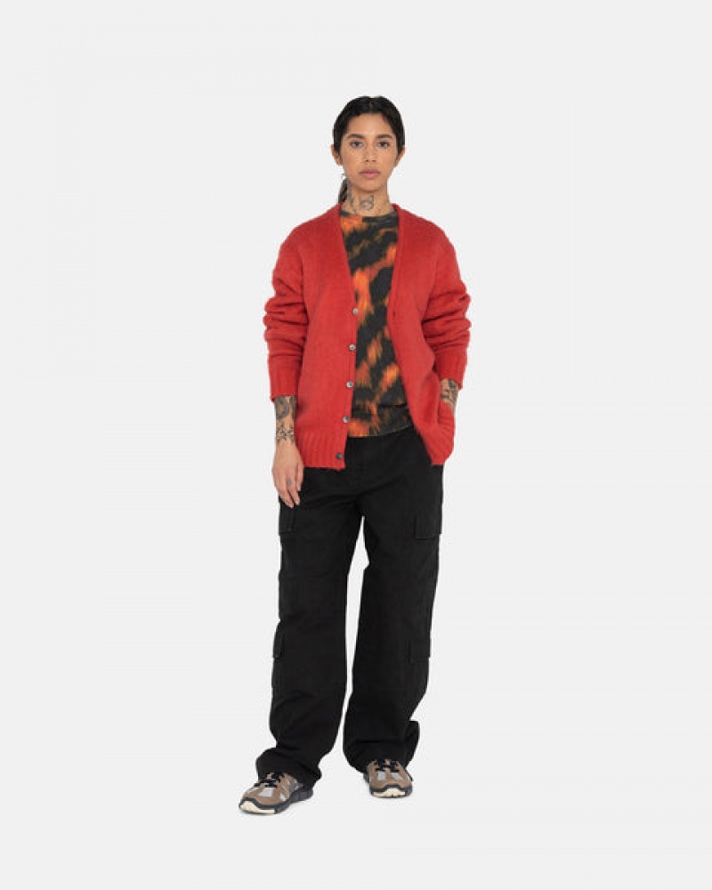 Stussy Brushed Cardigan Pullover Damen Rot Österreich | PKI-9870