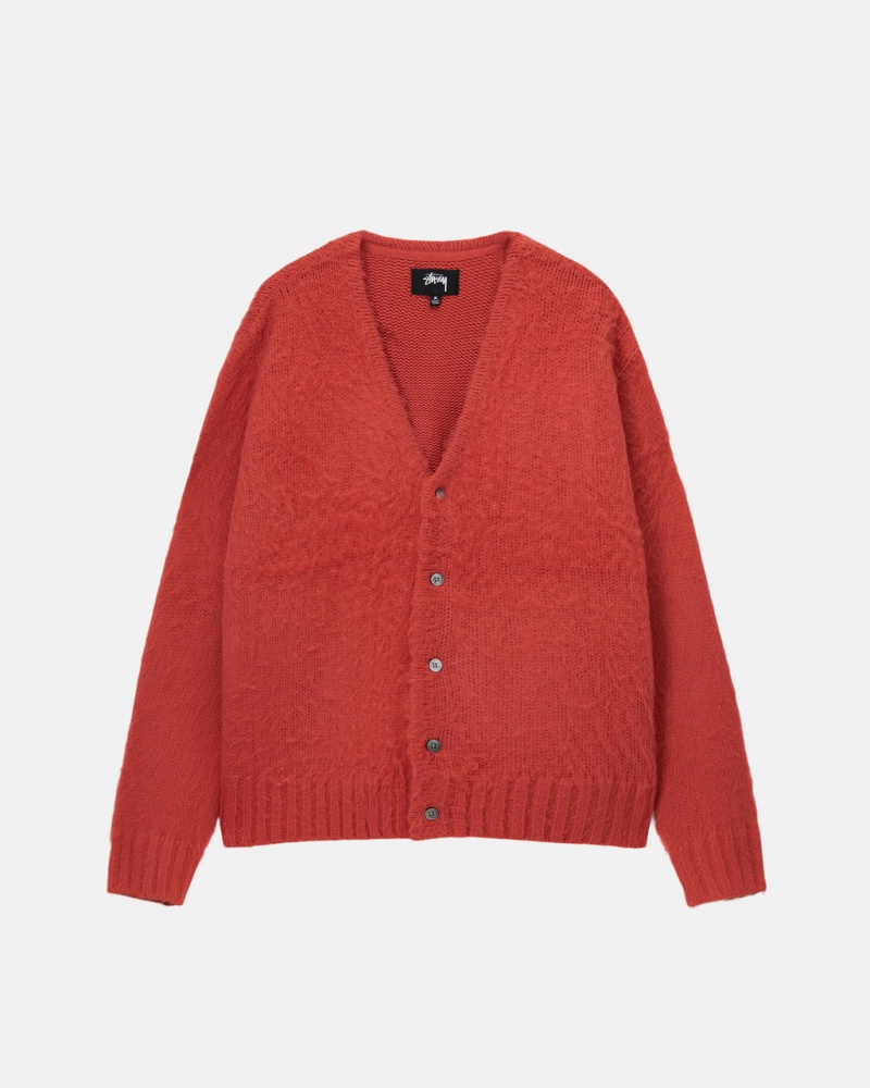 Stussy Brushed Cardigan Pullover Damen Rot Österreich | PKI-9870