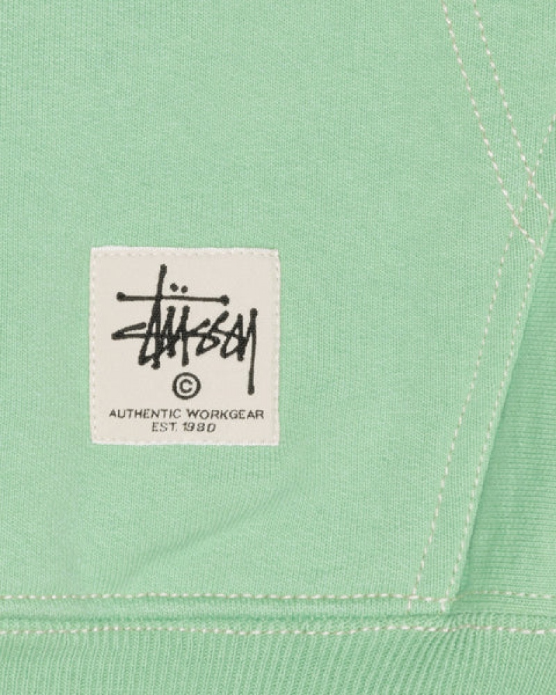 Stussy Contrast Stitch Label Hood Sweatshirts Herren Grün Österreich | AGJ-0934