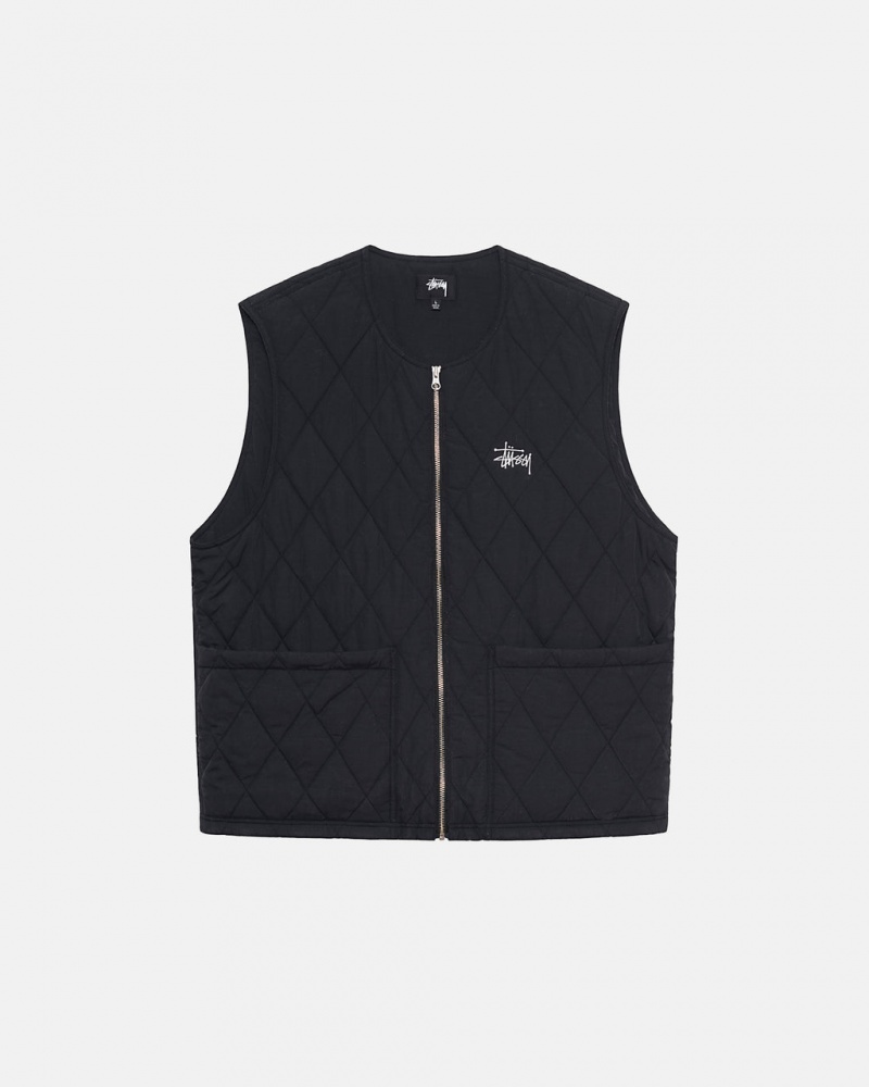 Stussy Diamond Gesteppt Vest Weste Damen Schwarz Österreich | MPS-7490