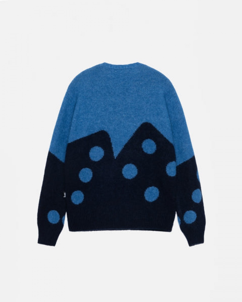 Stussy Dice Fuzzy Crew Pullover Damen Blau Österreich | JVY-8673