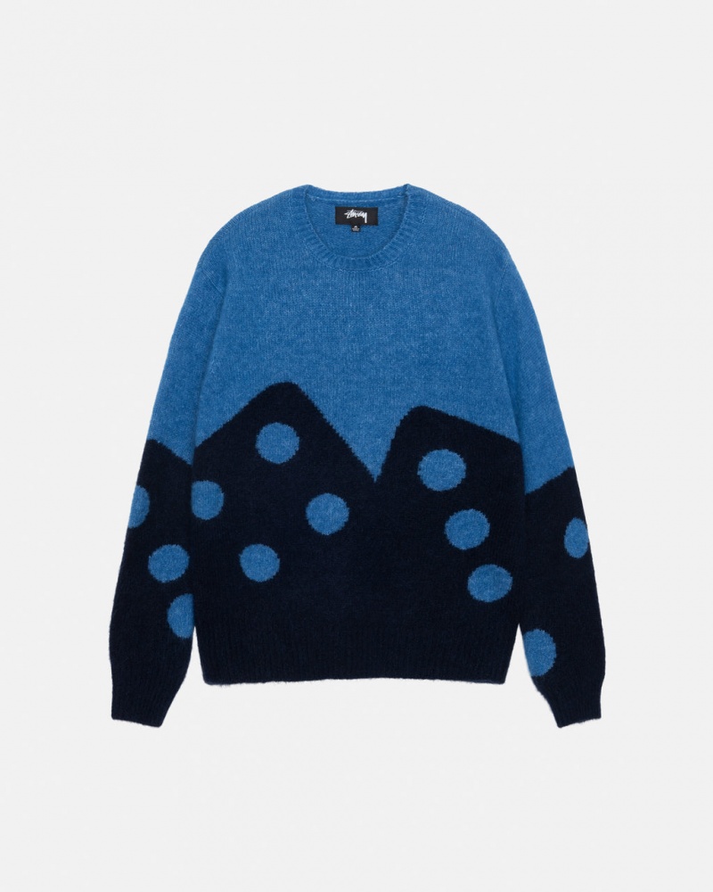 Stussy Dice Fuzzy Crew Pullover Damen Blau Österreich | JVY-8673