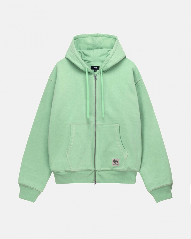 Stussy Double Face Label Zip Hoodie Hoodie Damen Grün Österreich | DRE-6228