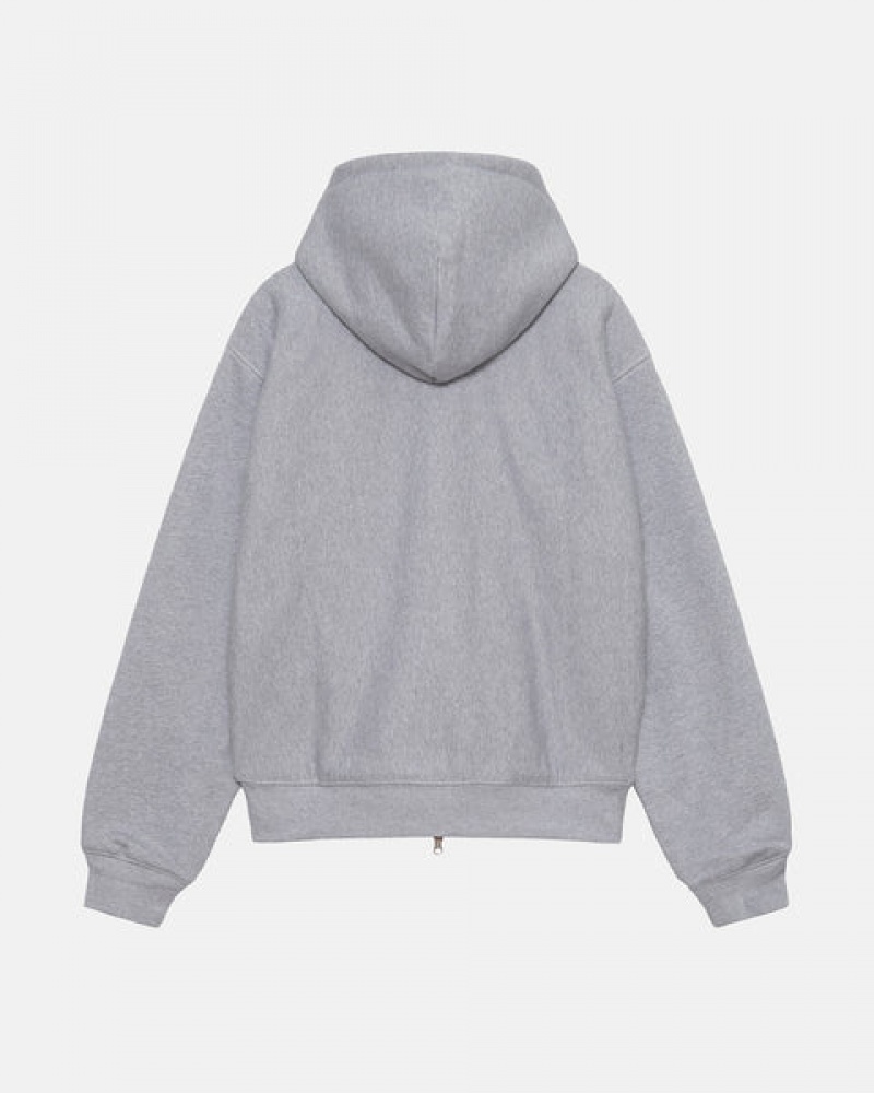 Stussy Double Face Label Zip Hoodie Hoodie Damen Grau Österreich | ABW-1109