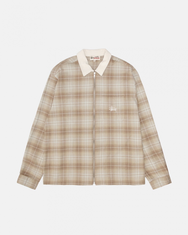 Stussy Frank Plaid Zip Shirt Hemd Herren Braun Österreich | DFZ-1021