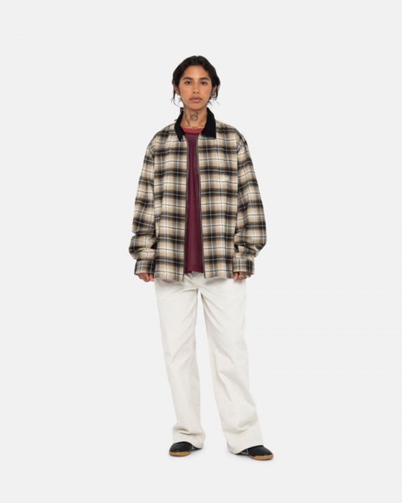 Stussy Frank Plaid Zip Shirt Hemd Herren Dunkelgrau Österreich | URG-2774