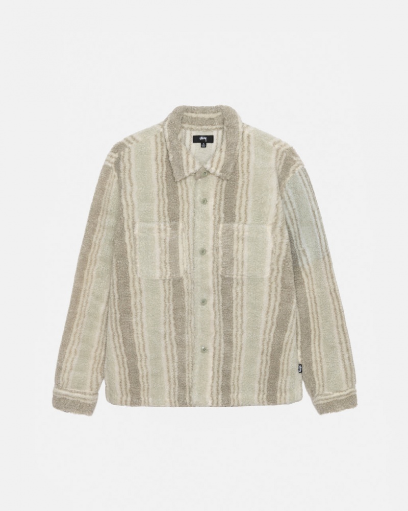 Stussy Gestreift Sherpa Shirt Hemdjacken Herren Beige Österreich | SBR-2756