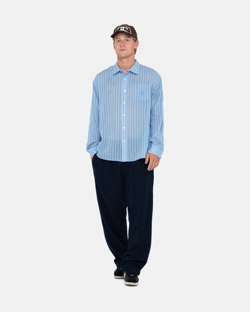 Stussy Light Weight Klassische Shirt Hemd Herren Blau Österreich | LJI-2702