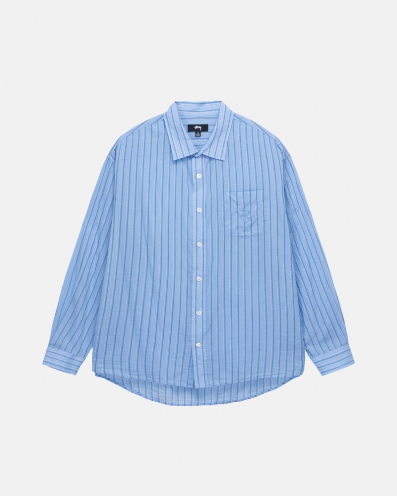 Stussy Light Weight Klassische Shirt Hemd Herren Blau Österreich | LJI-2702