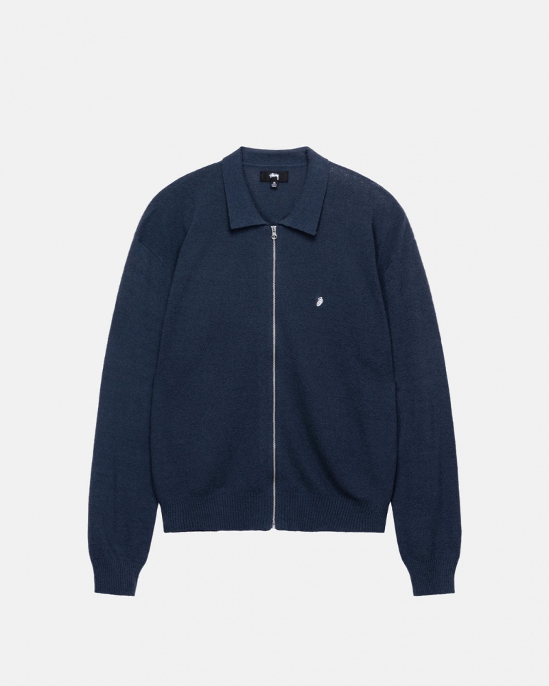 Stussy Light Weight Ls Zip Polo Hemd Herren Navy Österreich | OMK-8738