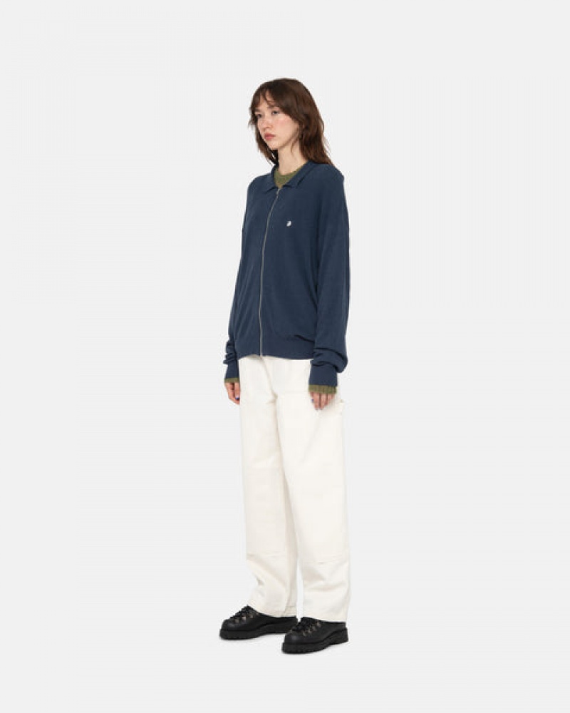 Stussy Light Weight Ls Zip Polo Oberteile Damen Navy Österreich | WQX-6114