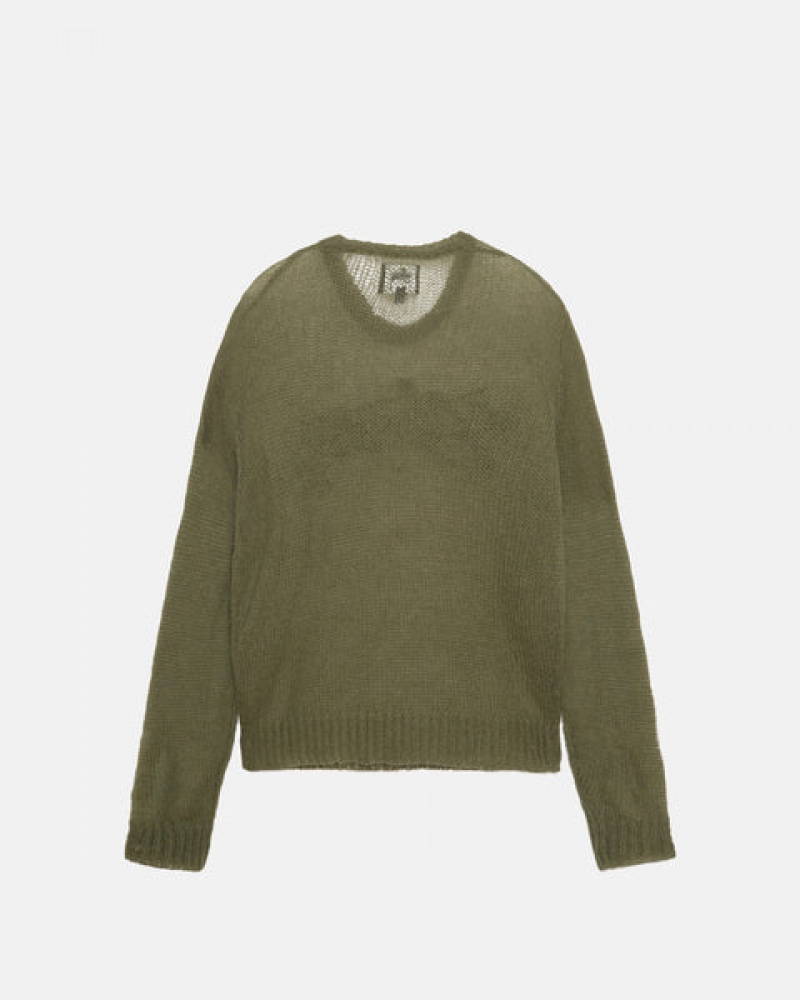 Stussy Loose Knit Pullover Pullover Damen Olivgrün Österreich | RWZ-1243