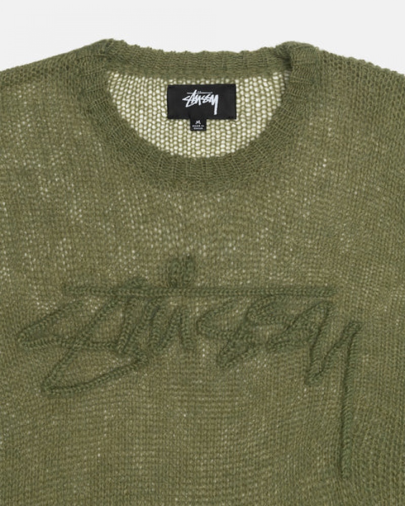 Stussy Loose Knit Pullover Pullover Damen Olivgrün Österreich | RWZ-1243