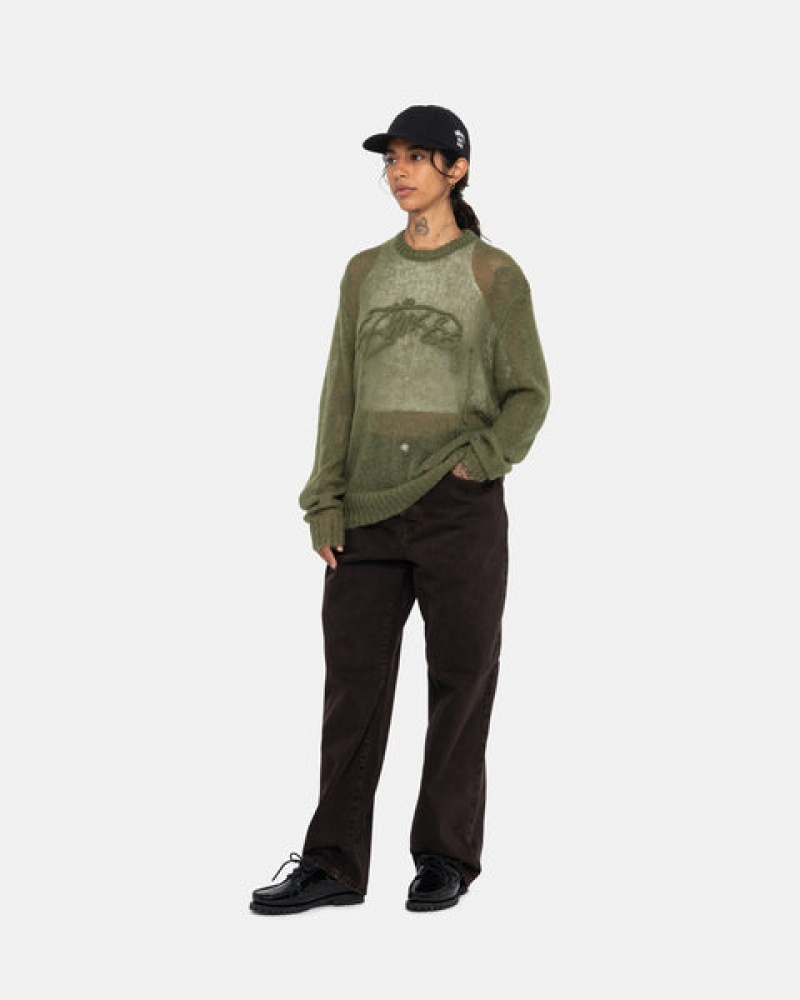 Stussy Loose Knit Pullover Pullover Herren Olivgrün Österreich | PCB-0115