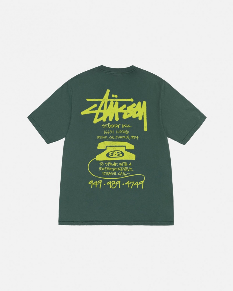 Stussy Old Phone Tee Pigment Dyed Tees Damen Grün Österreich | BZK-1844