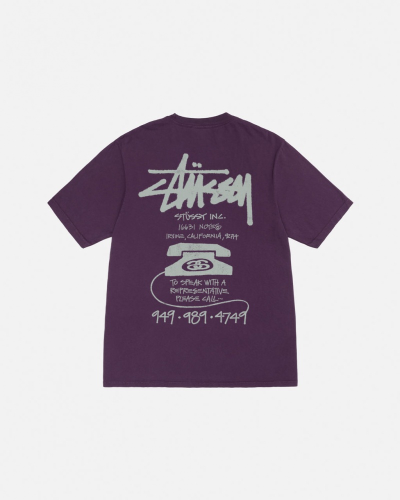 Stussy Old Phone Tee Pigment Dyed Tees Herren Lila Österreich | GFY-5048