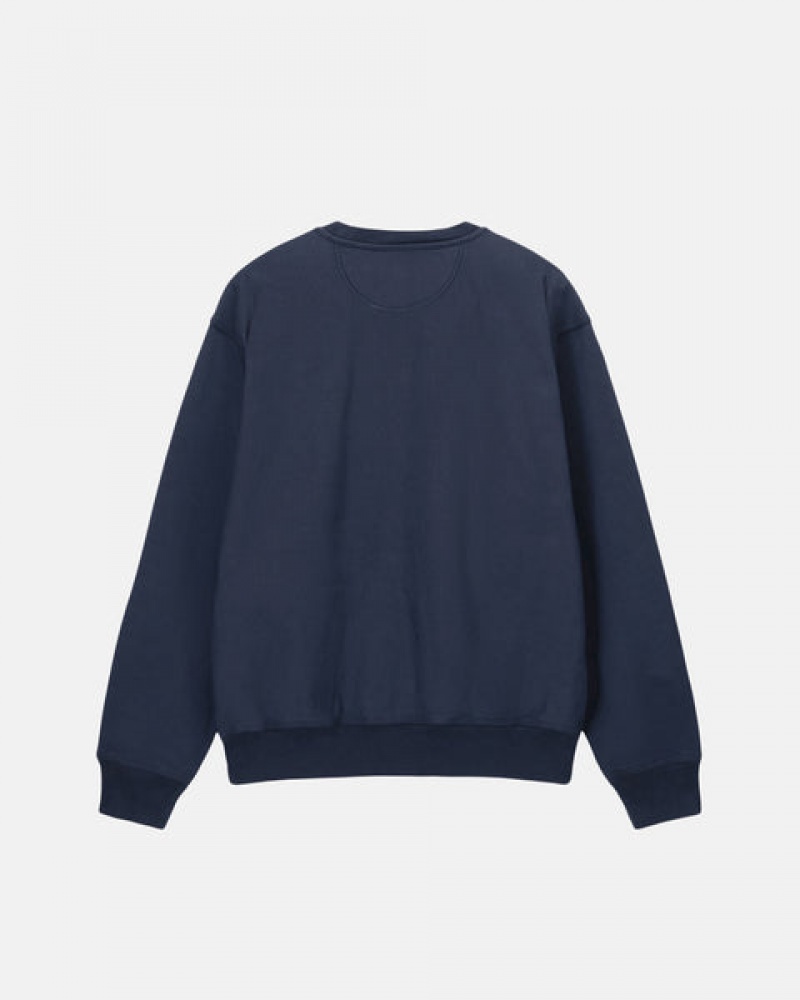 Stussy Overdyed Stock Logo Crew Sweatshirts Herren Navy Österreich | KLL-5574