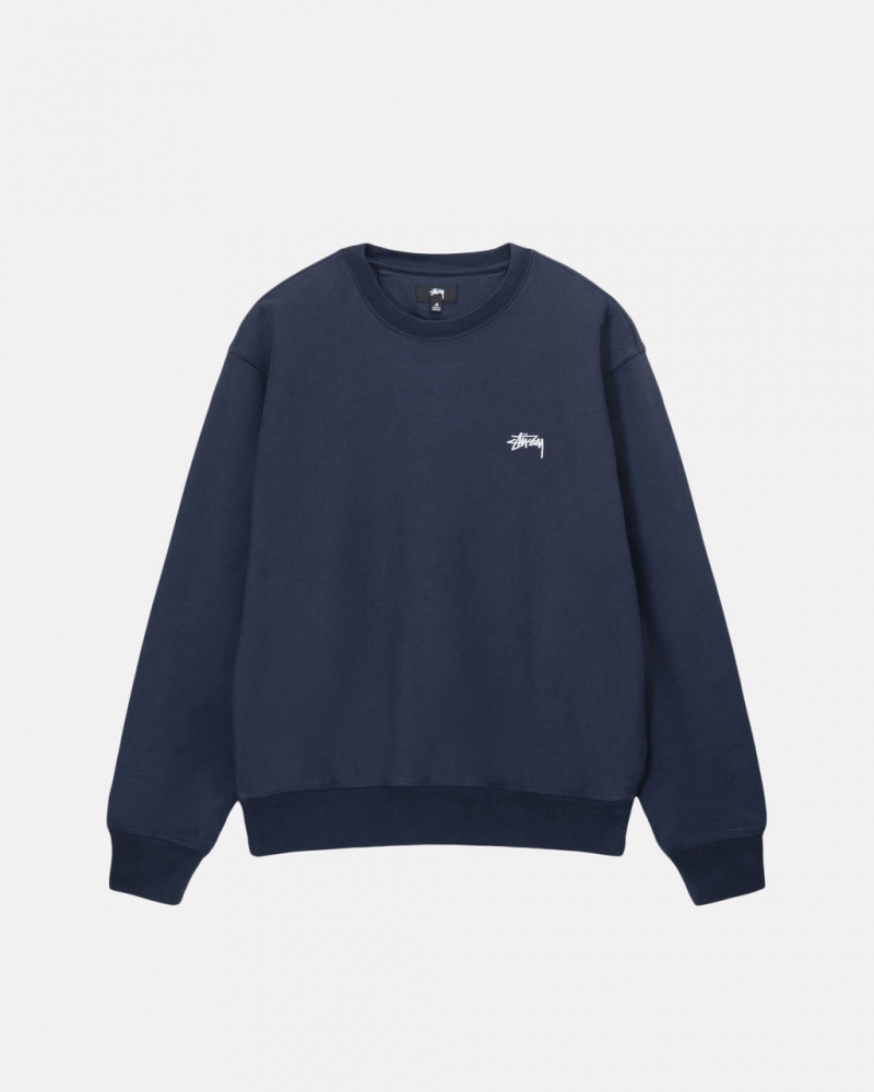 Stussy Overdyed Stock Logo Crew Sweatshirts Herren Navy Österreich | KLL-5574