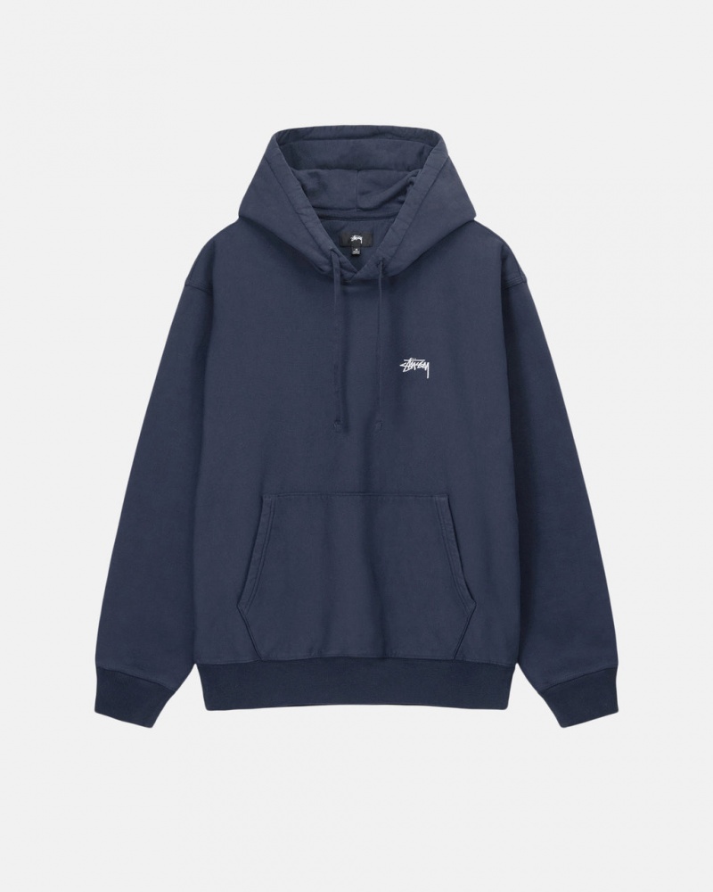 Stussy Overdyed Stock Logo Hoodie Hoodie Herren Navy Österreich | PEO-2893