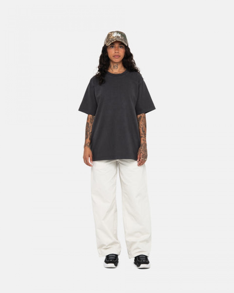 Stussy Pigment Dyed Crew Tees Damen Schwarz Österreich | WDD-3457