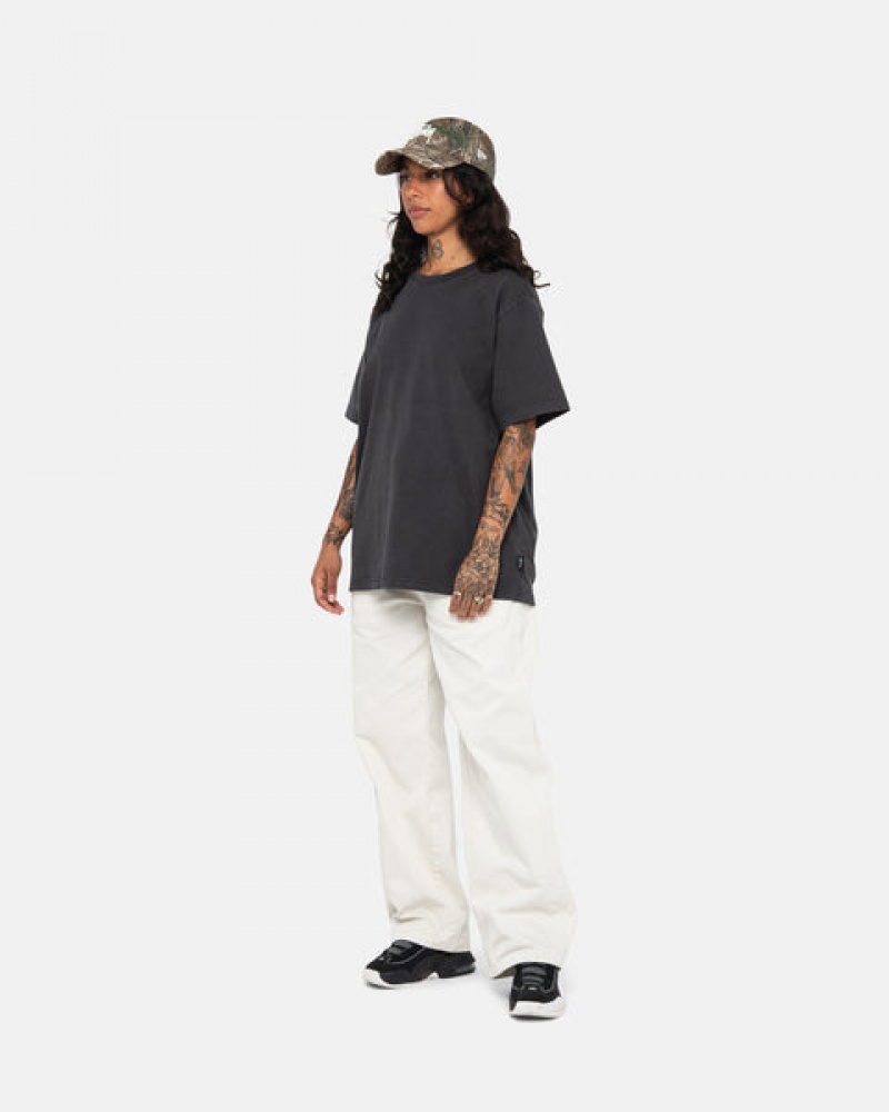 Stussy Pigment Dyed Crew Tees Damen Schwarz Österreich | WDD-3457