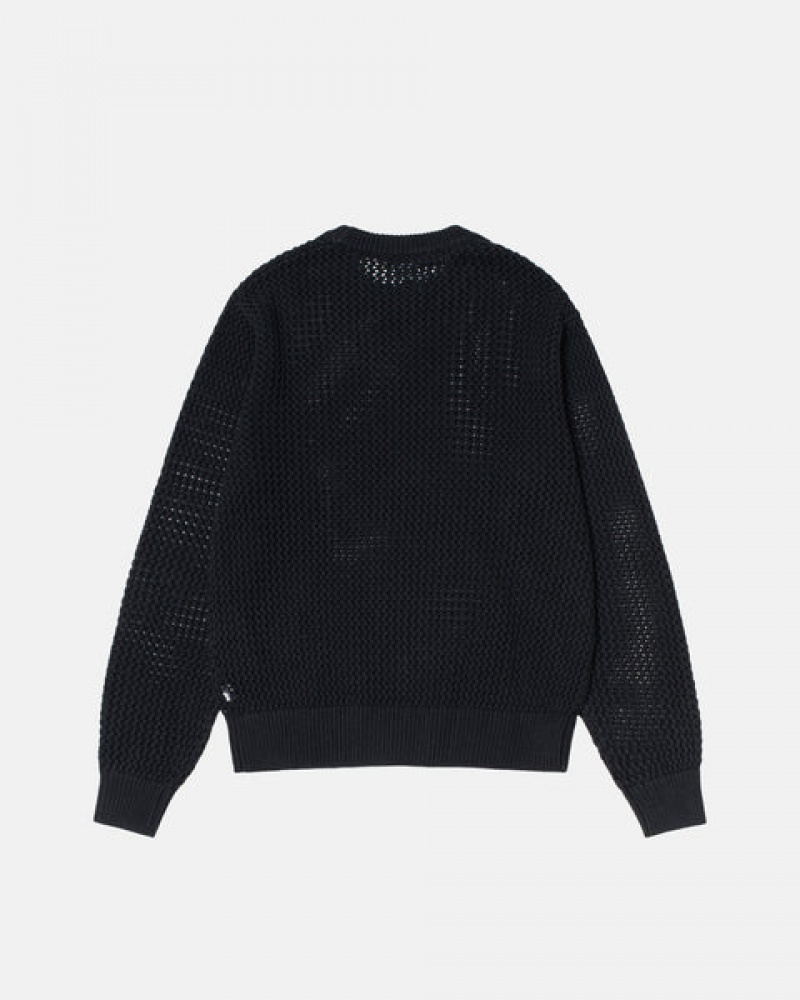 Stussy Pigment Dyed Loose Gauge Knit Pullover Pullover Herren Schwarz Österreich | WTC-5603