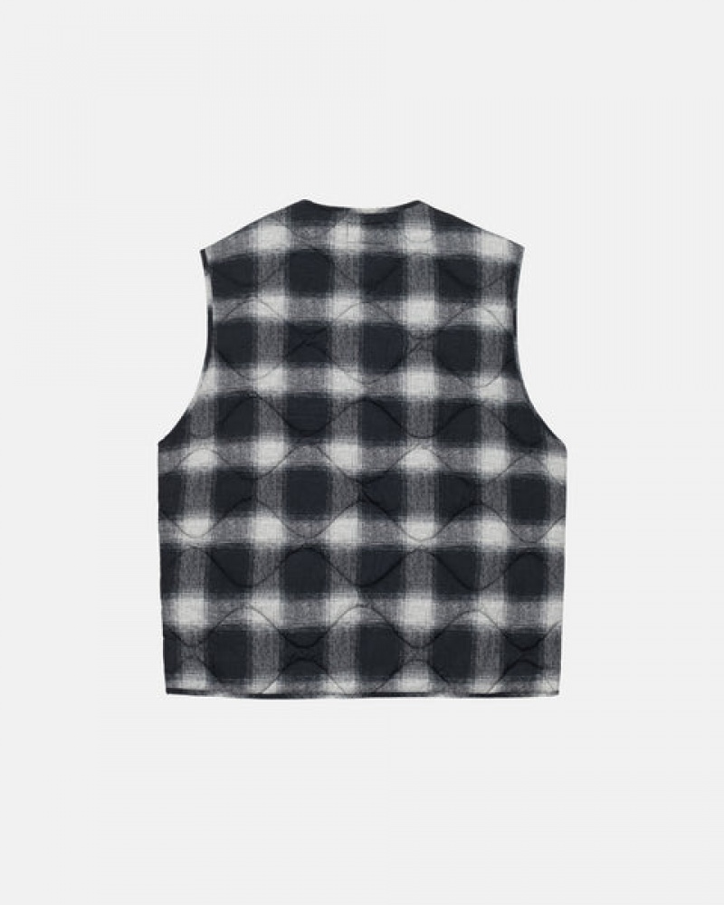 Stussy Plaid Nylon Liner Vest Weste Damen Schwarz Österreich | RVM-9294