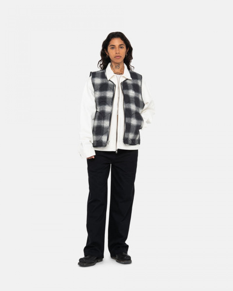 Stussy Plaid Nylon Liner Vest Weste Damen Schwarz Österreich | RVM-9294