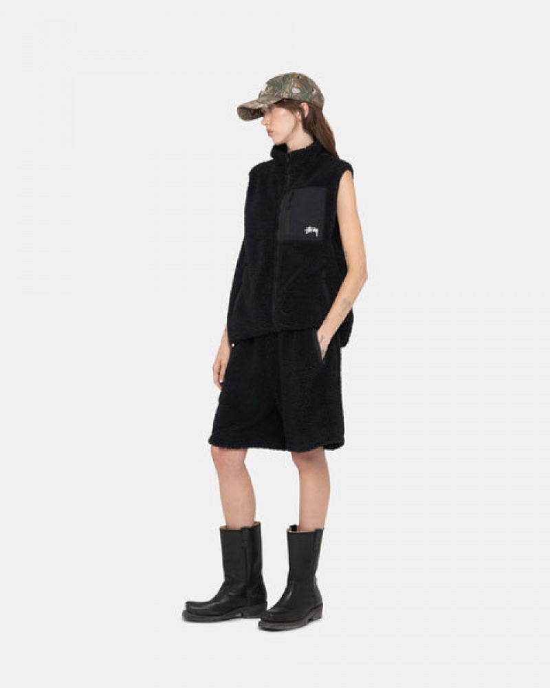 Stussy Sherpa Kurzes Kurze Hose Damen Schwarz Österreich | AQR-1550