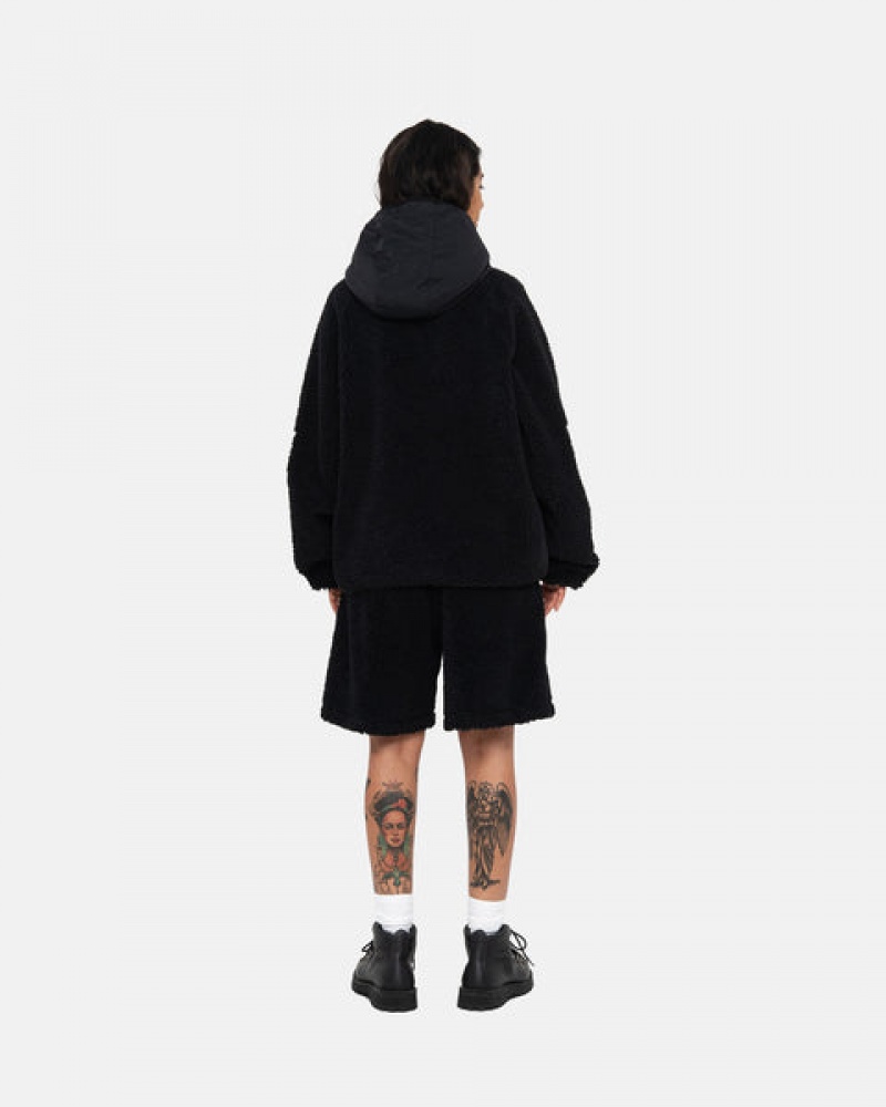 Stussy Sherpa Paneled Mit Kapuze Jacket Jacken Herren Schwarz Österreich | AOR-6094