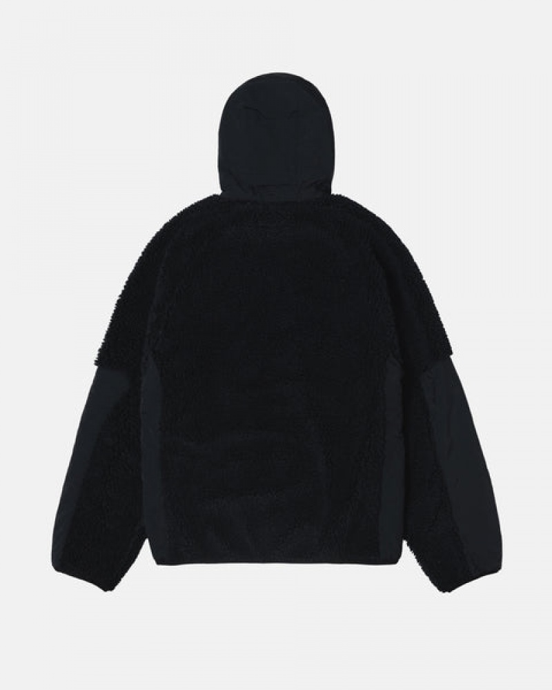 Stussy Sherpa Paneled Mit Kapuze Jacket Jacken Herren Schwarz Österreich | AOR-6094