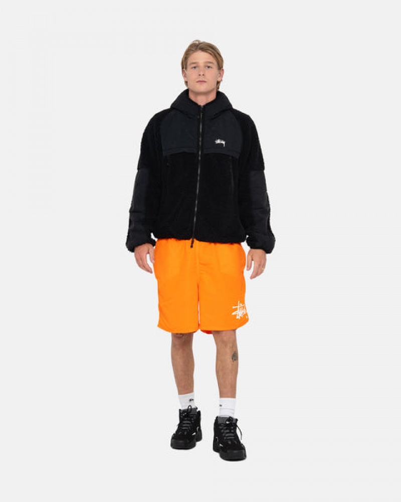 Stussy Sherpa Paneled Mit Kapuze Jacket Jacken Herren Schwarz Österreich | AOR-6094