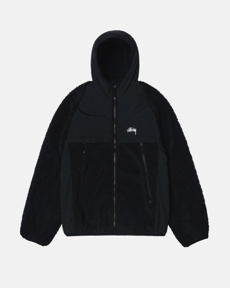 Stussy Sherpa Paneled Mit Kapuze Jacket Jacken Herren Schwarz Österreich | AOR-6094