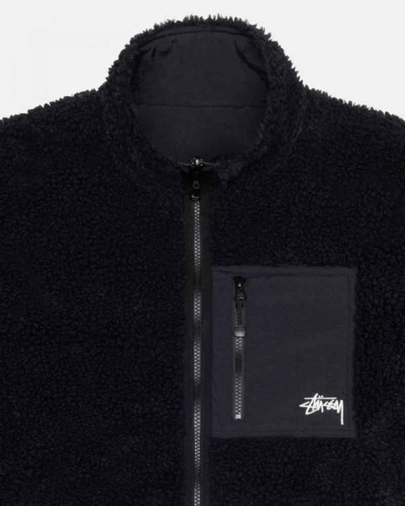 Stussy Sherpa Reversible Jacket Jacken Herren Schwarz Österreich | LLL-2464