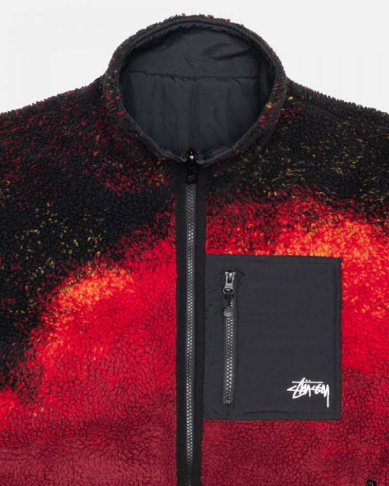 Stussy Sherpa Reversible Jacket Jacken Herren Schwarz Rot Österreich | AGK-4495