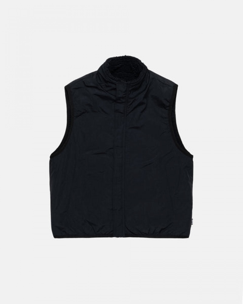 Stussy Sherpa Reversible Vest Weste Damen Schwarz Österreich | PDH-6563