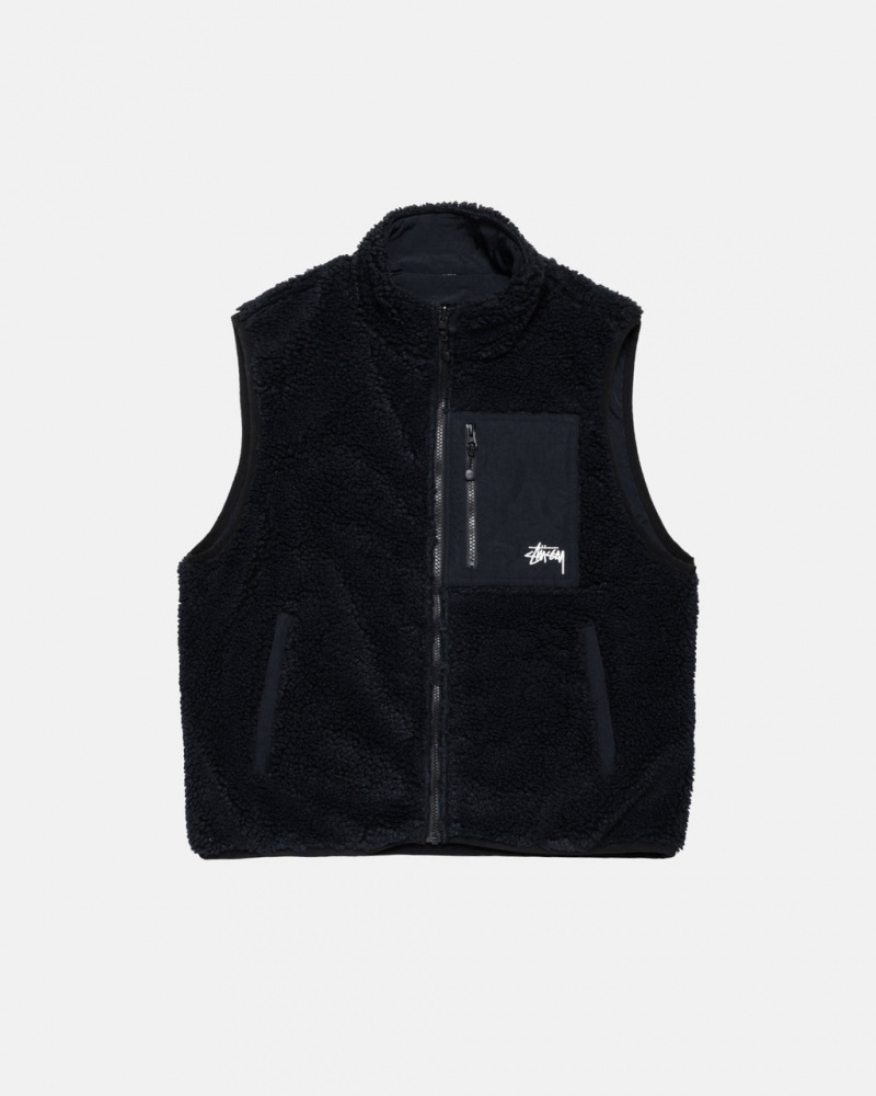 Stussy Sherpa Reversible Vest Weste Damen Schwarz Österreich | PDH-6563