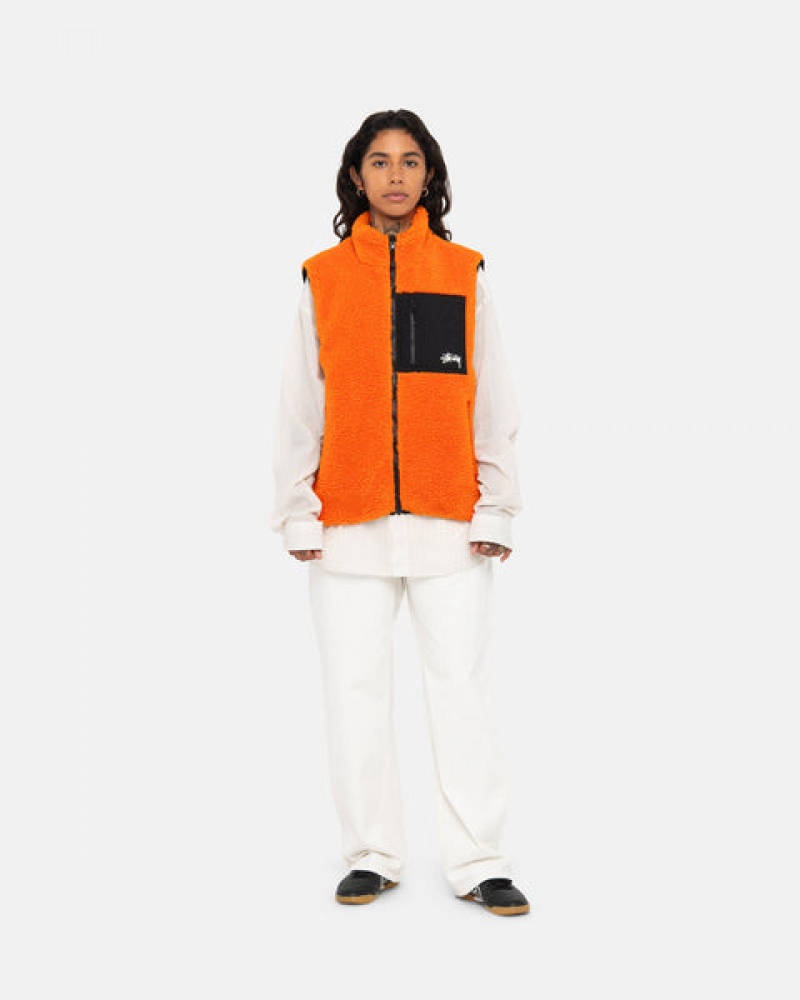 Stussy Sherpa Reversible Vest Weste Damen Gelb Österreich | HFL-8441