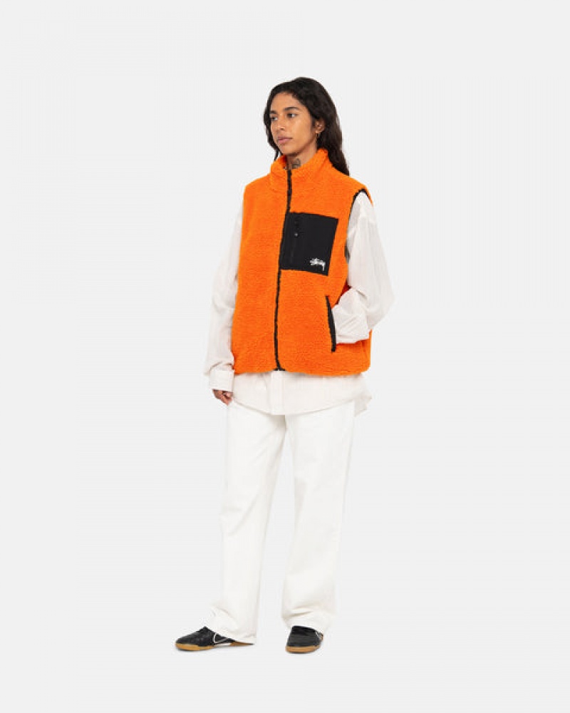 Stussy Sherpa Reversible Vest Weste Damen Gelb Österreich | HFL-8441