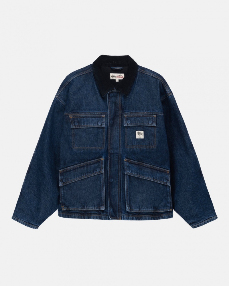 Stussy Shop Jacket Washed Denim Jacken Damen Blau Österreich | ECM-9242