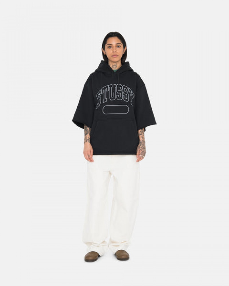 Stussy Ss Boxy Cropped Hoodie Hoodie Damen Schwarz Österreich | PEJ-9138