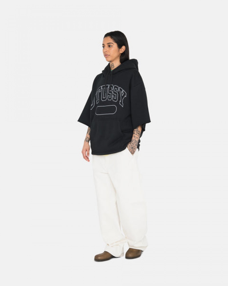 Stussy Ss Boxy Cropped Hoodie Hoodie Damen Schwarz Österreich | PEJ-9138