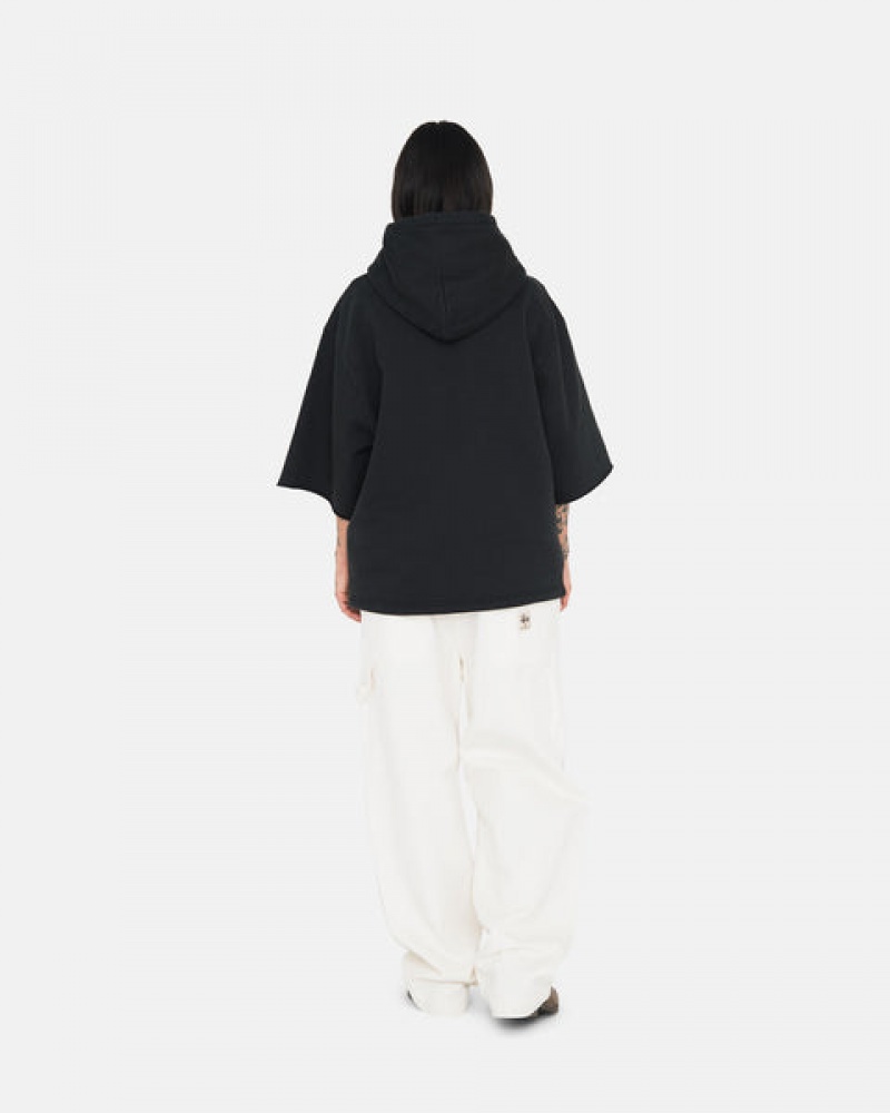 Stussy Ss Boxy Cropped Hoodie Hoodie Damen Schwarz Österreich | PEJ-9138