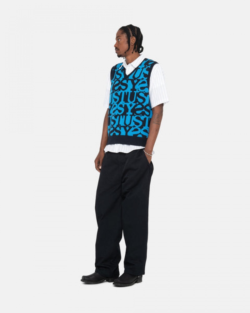 Stussy Stacked Pullover Vest Pullover Herren Dunkelnavy Österreich | HFN-8373