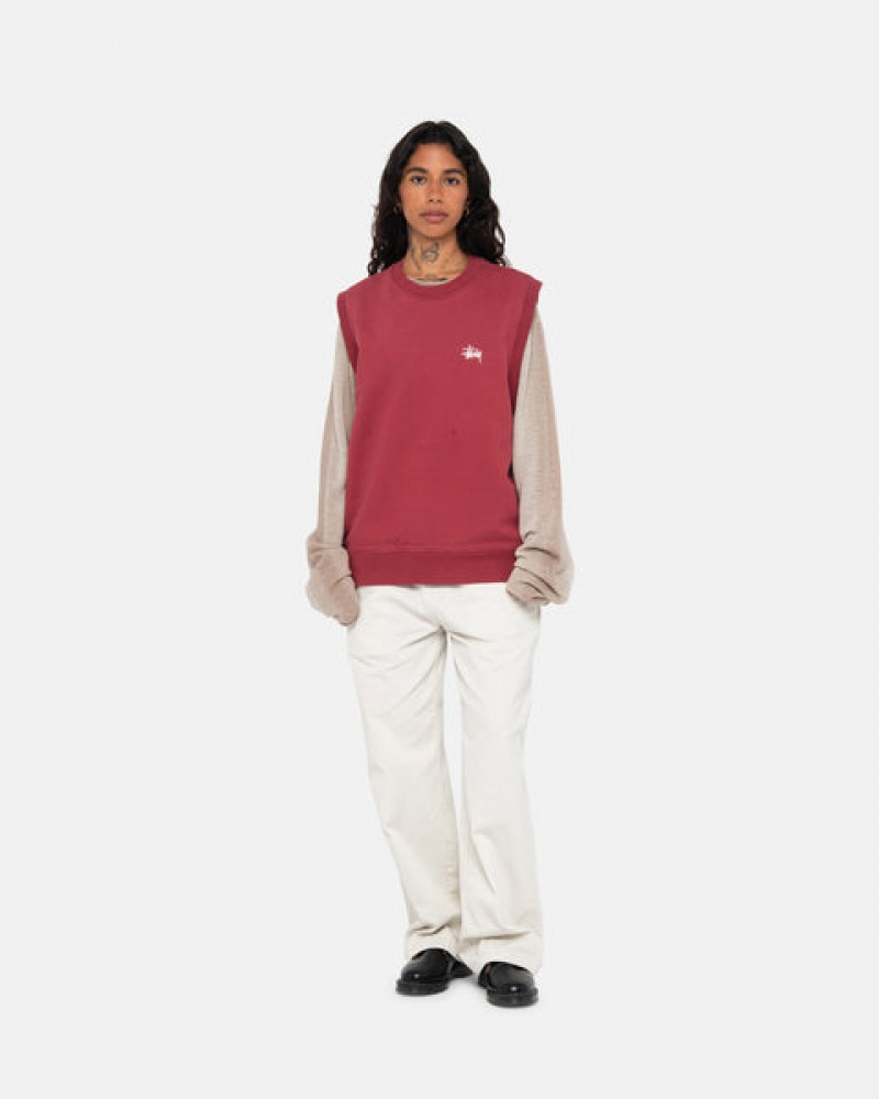 Stussy Stock Fleece Vest Sweatshirts Damen Bordeaux Österreich | YYQ-0326