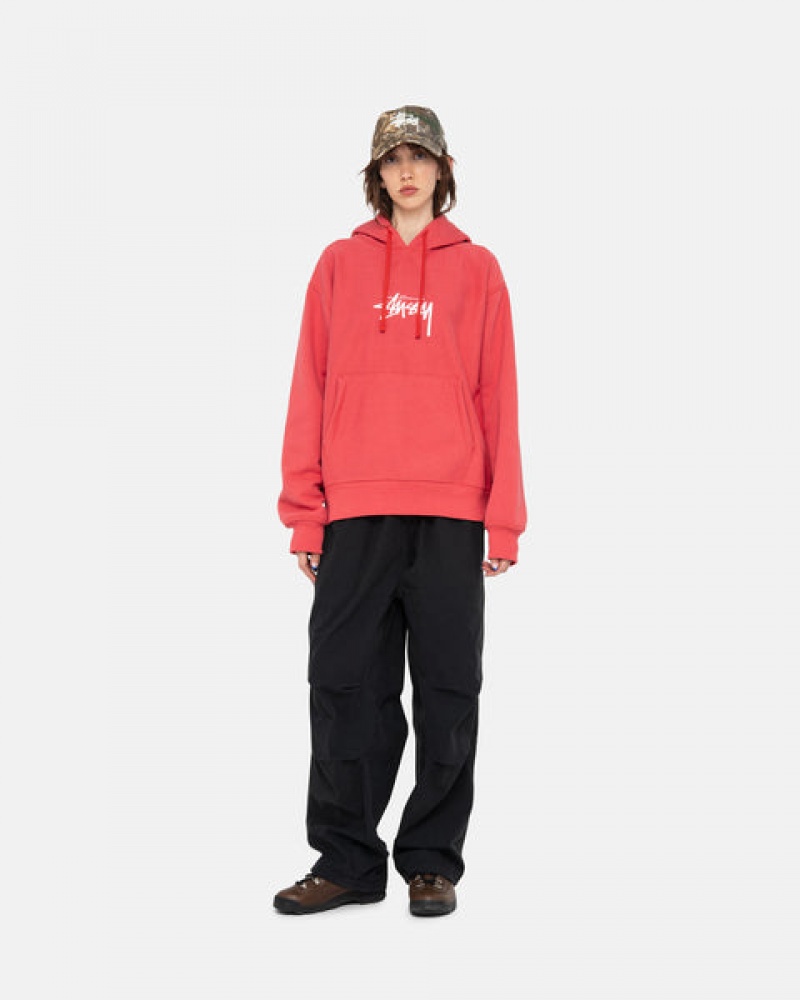 Stussy Stock Logo Applique Hood Sweatshirts Herren Rot Österreich | IQG-1341