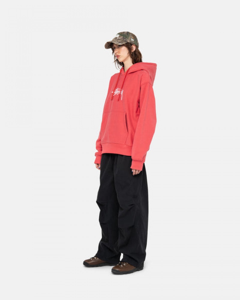 Stussy Stock Logo Applique Hood Sweatshirts Herren Rot Österreich | IQG-1341