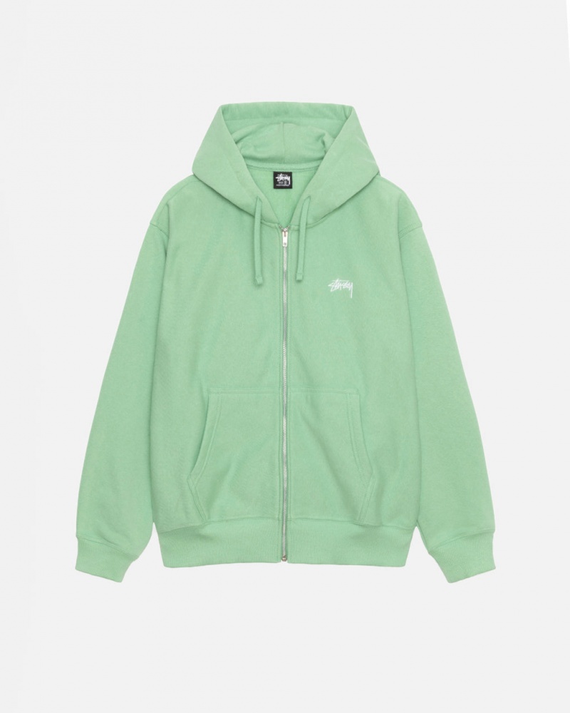 Stussy Stock Logo Zip Hood Sweatshirts Damen Grün Österreich | BKC-0314